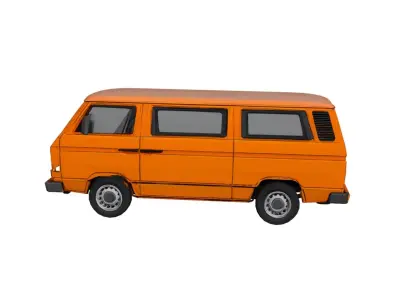 Volkswagen Transporter T3 Vanagon Low Poly Classic Van Low-poly 3D model