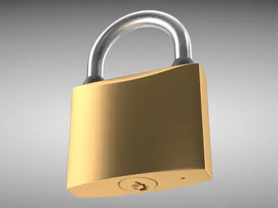 Padlock golden Low-poly 3D model