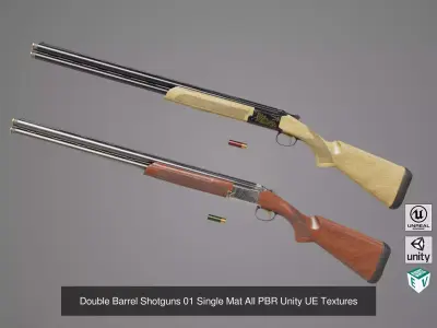Classic Shotgun Rigged All PBR Unity UE Textures 3D Model Pack