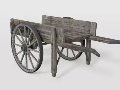 Old station wheelbarrow Low-poly 3D model