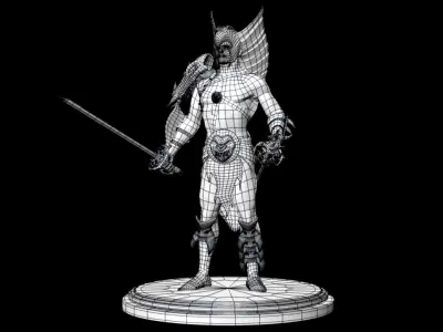 Warlord bronze statue of man holding sword 3D model