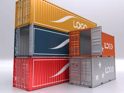 Standart Container 20ft and 40ft for Ship and Truck 3D Model Pack