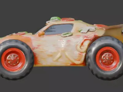 Pizza Delivery Monster Truck 3D Model Low-poly 3D model