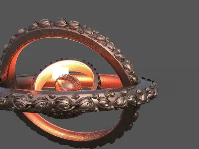 Angel Wheel Eye Rings Full Scene 3D model