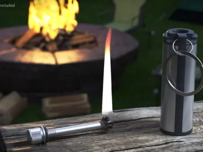 Permanent Lighter in Open State with Visible Wick and Flame 3D model
