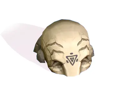 Handpaint Cartoon Stone Memorial Totem Symbol Low-poly 3D model get