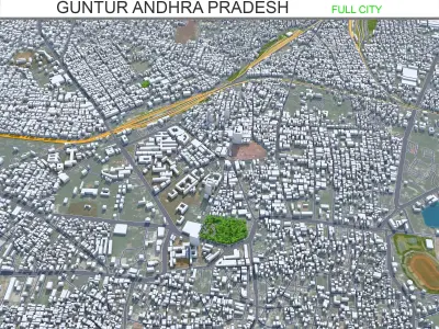 Guntur Andhra Pradesh 20km Low-poly 3D model