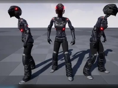 CyborgGirl - characters pack for Unreal engine 4  Low-poly 3D model