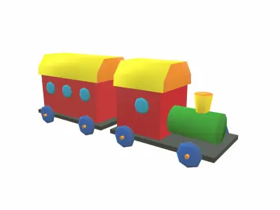 Cartoon train low poly Low-poly 3D model