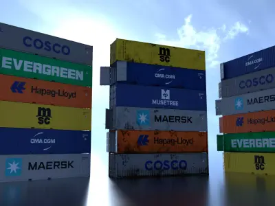 Shipping Container 40ft Rigged Low-poly 3D model