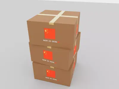 China carton box Low-poly 3D model