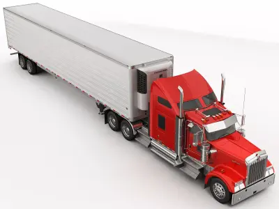 Kenworth W900 With Trailer 3D model