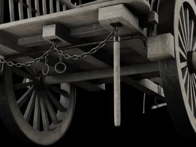 Medieval Bullock Cart Low-poly 3D model