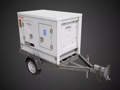  Mobile Trailer Generator Industrial Prop Low-poly 3D model