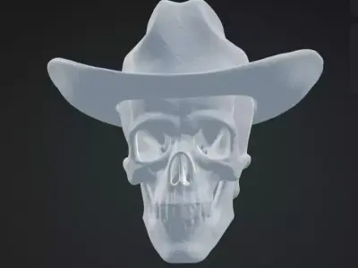 Skull with Hat 3D Model Realistic Decorative Sculpture Free 3D print model