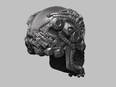 Mechanical Mayhem Cyberpunk 3D Model Skull with Biomechanical  3D print model