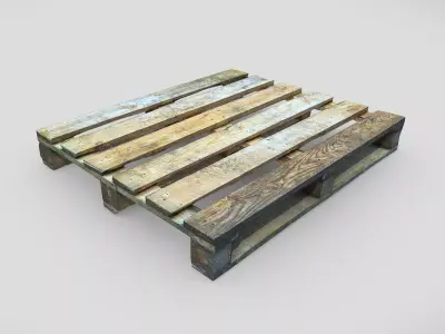 3D Scanned Wooden Pallet - Real-time Ready for Games Low-poly 3D model
