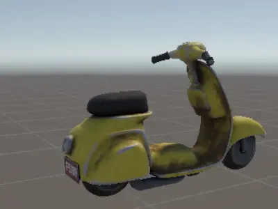 Yellow Moped Low-poly 3D model
