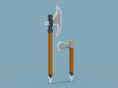 Voxel Axe Low-poly 3D model