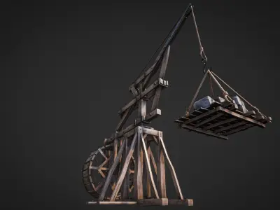 Crane  Medieval Type 1 Low Poly Low-poly 3D model