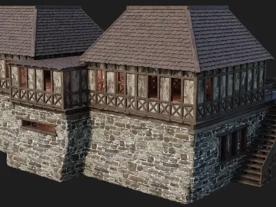 Old Medieval House 4K Textures GameReady 150 Low-poly 3D model