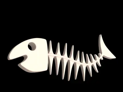 Fish Bone Cartoon Low-poly 3D model