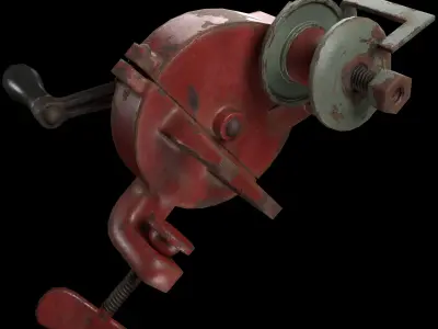 Hand crank bench grinder Low-poly 3D model