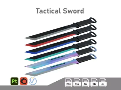 Tactical Sword Low-poly 3D model
