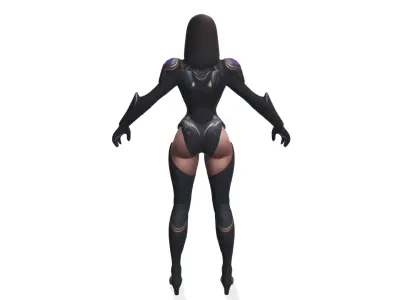 Eclipse Vanguard the Cyborg Female Warrior Low-poly 3D model