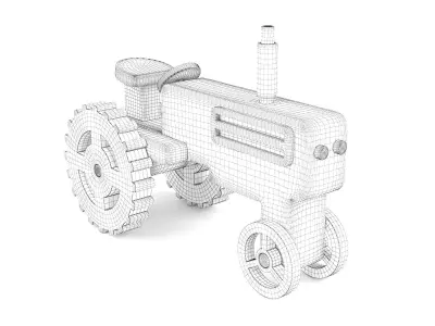Wooden toy tractor 09 3D model