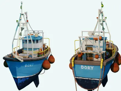 Fishing Boat Stylized Low-poly 3D model