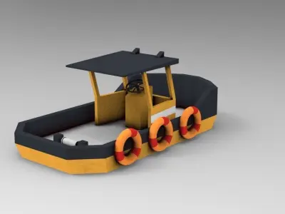 Low Poly Boat bulldozer Low-poly 3D model