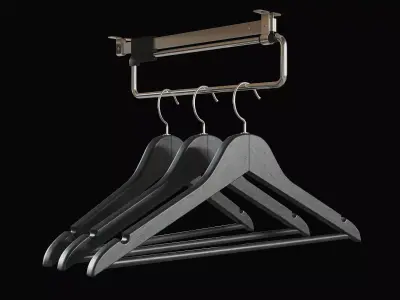 Retractable Pull Out Clothes Hanger Rail for a shallow wardrobe 3D model