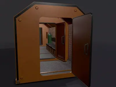 Used Refuge Chamber Container PBR Low-poly 3D model