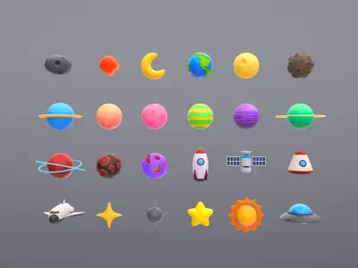 Cartoon Space Pack 3D model purchase