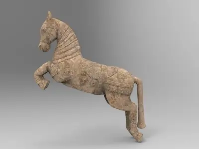 Sculpture of horse  Low-poly 3D model