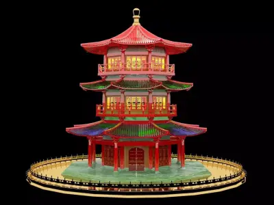 Chinese tower 3D model purchase