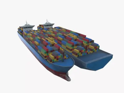 Cargo Ships Low-poly 3D model