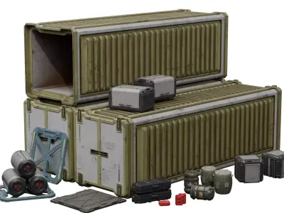 Military Environment 3D Model Pack Low-poly 3D model
