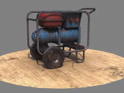 Old Machinery device low poly 3d model Low-poly 3D model