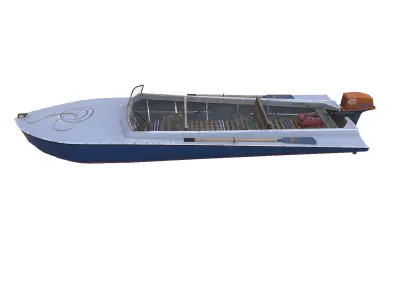 Old Motorboat Low-poly PBR Low-poly 3D model