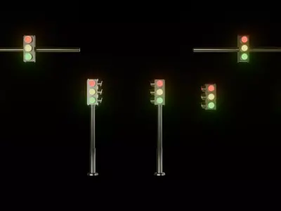 Traffic Lights and Signal System - Low Poly Game Ready Low-poly 3D model