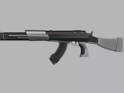 Sci-Fi Carbon Fiber AK-47 - Gun Weaponry Low-poly 3D model