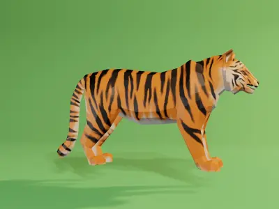Low Poly Tiger Low-poly 3D model