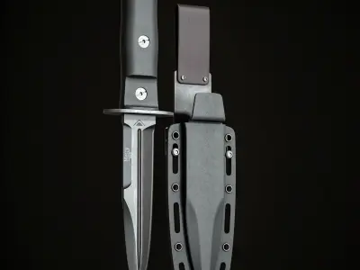 Military Knife Low-poly 3D model 2