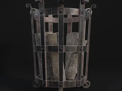 Medieval Brazier- Fire Basket Low-poly 3D model