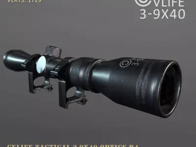 cvlife tactical 3-9x40 optics r4 3d models Low-poly 3D model