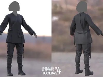 Female Military Outfit 6 Low-poly 3D model