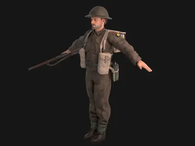 WW2  Soldier  Rigged Low-poly 3D model