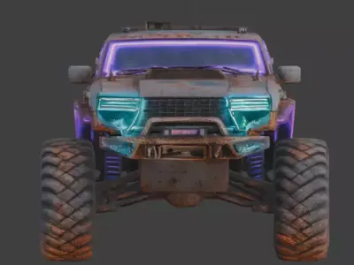 Cyberpunk Rusty Off Road Monster Truck 3D Model V01 Low-poly 3D model